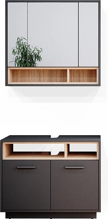 Zestaw mebli łazienkowych antracyt 80x40x64 beatrice