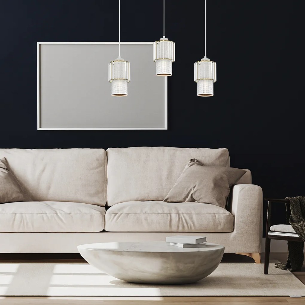 Lampa wisząca BLANCO 3xE27, potrójna, kryształowa, na listwie