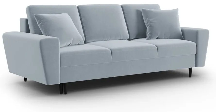 Jasnoniebieska aksamitna rozkładana/ze schowkiem sofa 235 cm Kyoto – Cosmopolitan Design