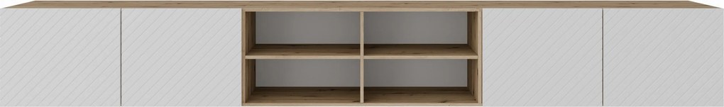 Szafka RTV wisząca CAVA 300 cm do Salonu pod Telewizor - Dąb artisan
