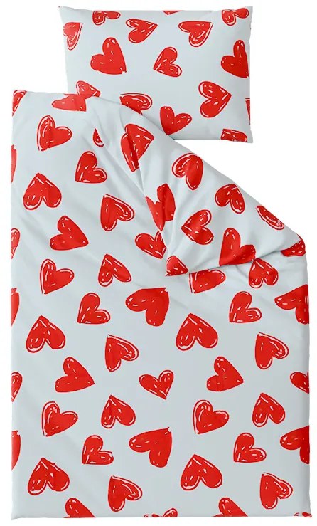 PrzytulneMieszkanie.pl PrzytulneMieszkanie.pl Bawełniana pościel WARM HEART jasnoniebieska Rozmiar pościeli: 2 szt 70 x 90 cm | 200 x 220 cm