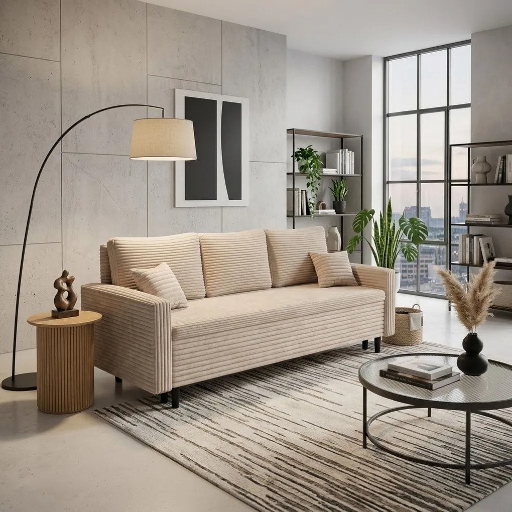 Kanapa sofa 3 osobowa z funkcją spania LIVIA Biały