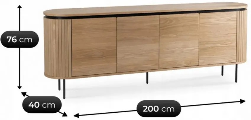 Nowoczesna komoda na nóżkach 200cm dąb L4-E83