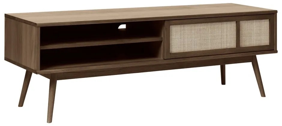 Ciemnobrązowa szafka pod TV w dekorze dębu 150x50 cm Barrali – Unique Furniture