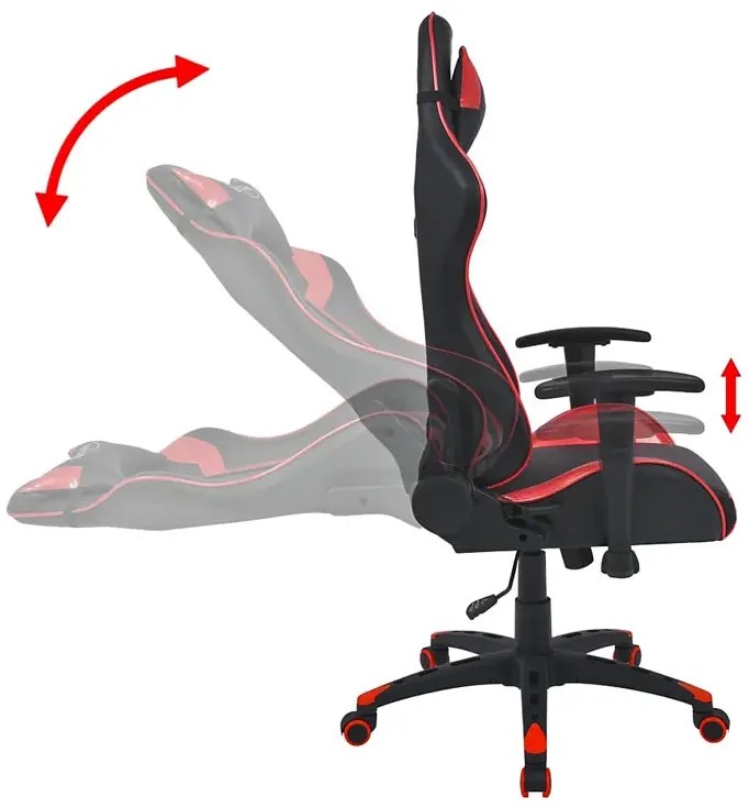 Czarno-czerwony fotel gamingowy z poduszkami H9-B76