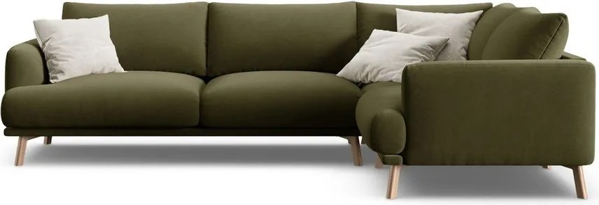 Zielony aksamitny narożnik (prawostronny/w kształcie litery L) Naomi – Micadoni