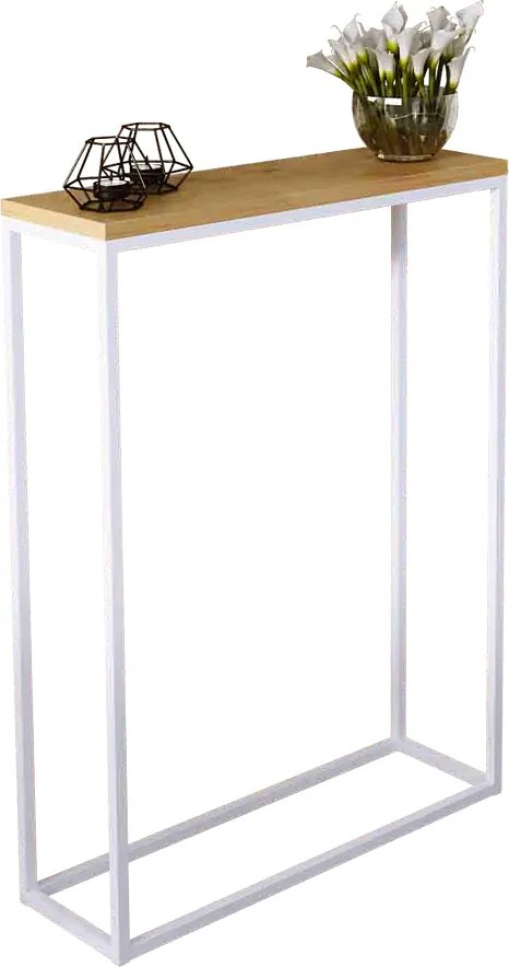 Konsola metalowa w stylu loft biały + dąb lancelot S2-H75