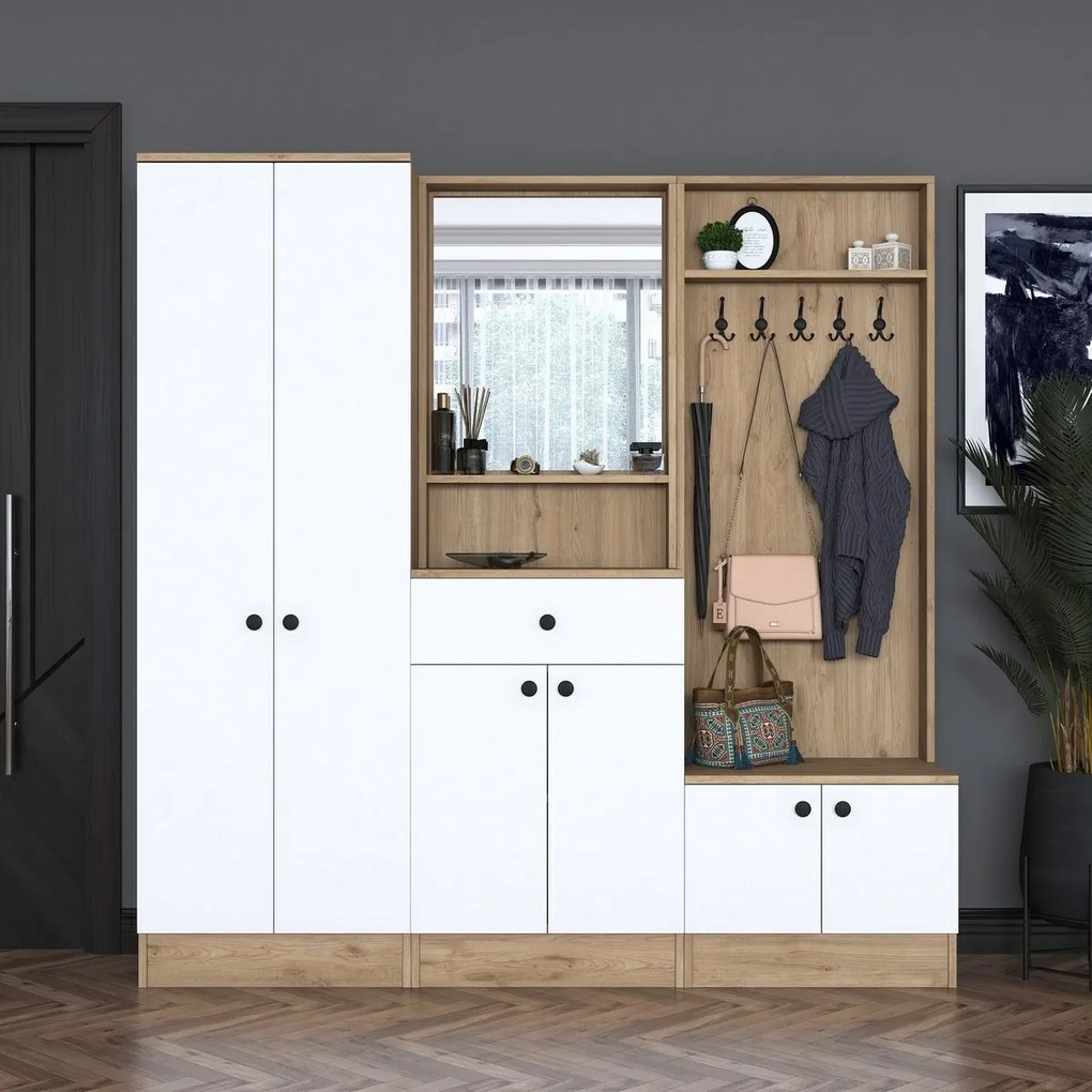 Zestaw do przedpokoju Pome White and Walnut II