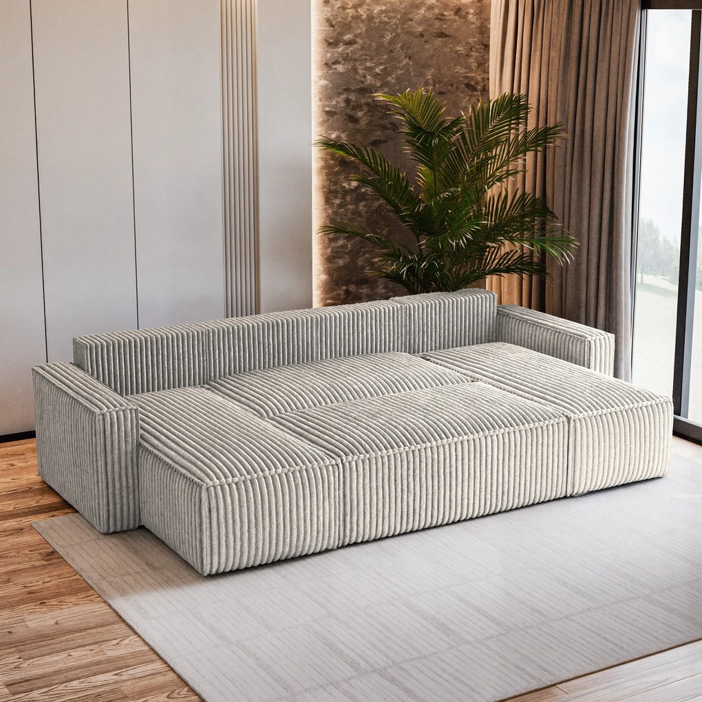 Masseno Narożnik PESANO z funkcją spania i pojemnikiem na pościel Narozniki U, Rozkładana sofa - Jasnoszary, TILIA 83