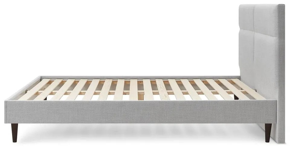 Jasnoszare tapicerowane łóżko dwuosobowe ze stelażem 160x200 cm Elyna – Bobochic Paris