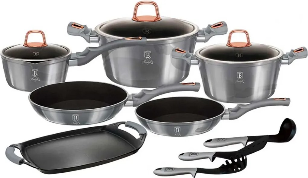 Aluminiowy zestaw garnków z granitową powłoką S1-N84