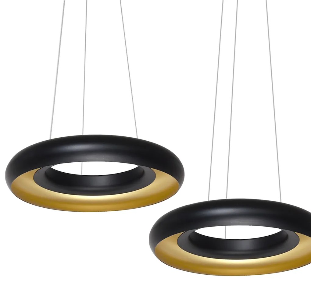 LAMPA WISZĄCA Potrójna czarna-złota RONDO NERO 36W LED