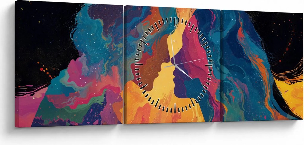 Obraz - Kosmiczna miłość (z zegarem) (90x30 cm)