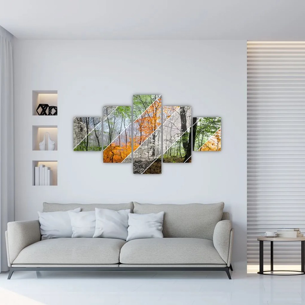 Obraz - Zmieniające się pory roku (125x70 cm)