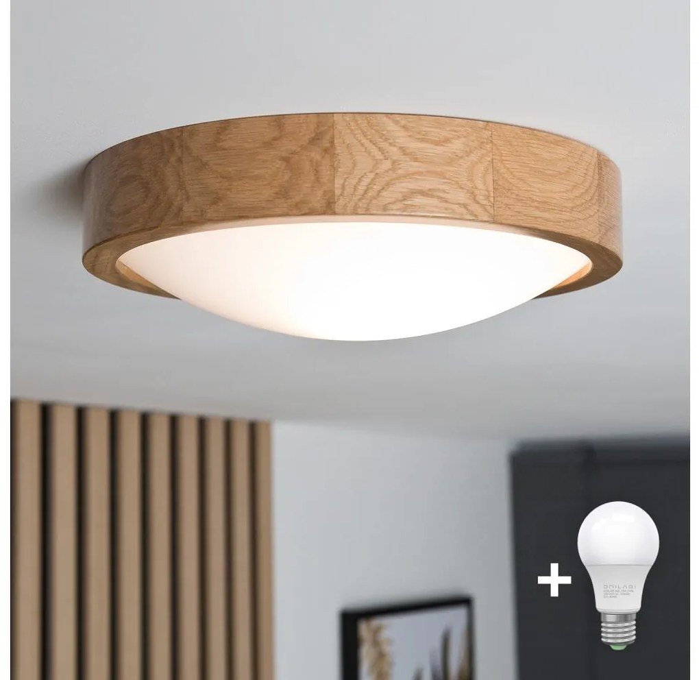 Brilagi - LED sufitowa lampa CARVALHO SLIM 1xE27/60W/230V dąb pr. 27 cm