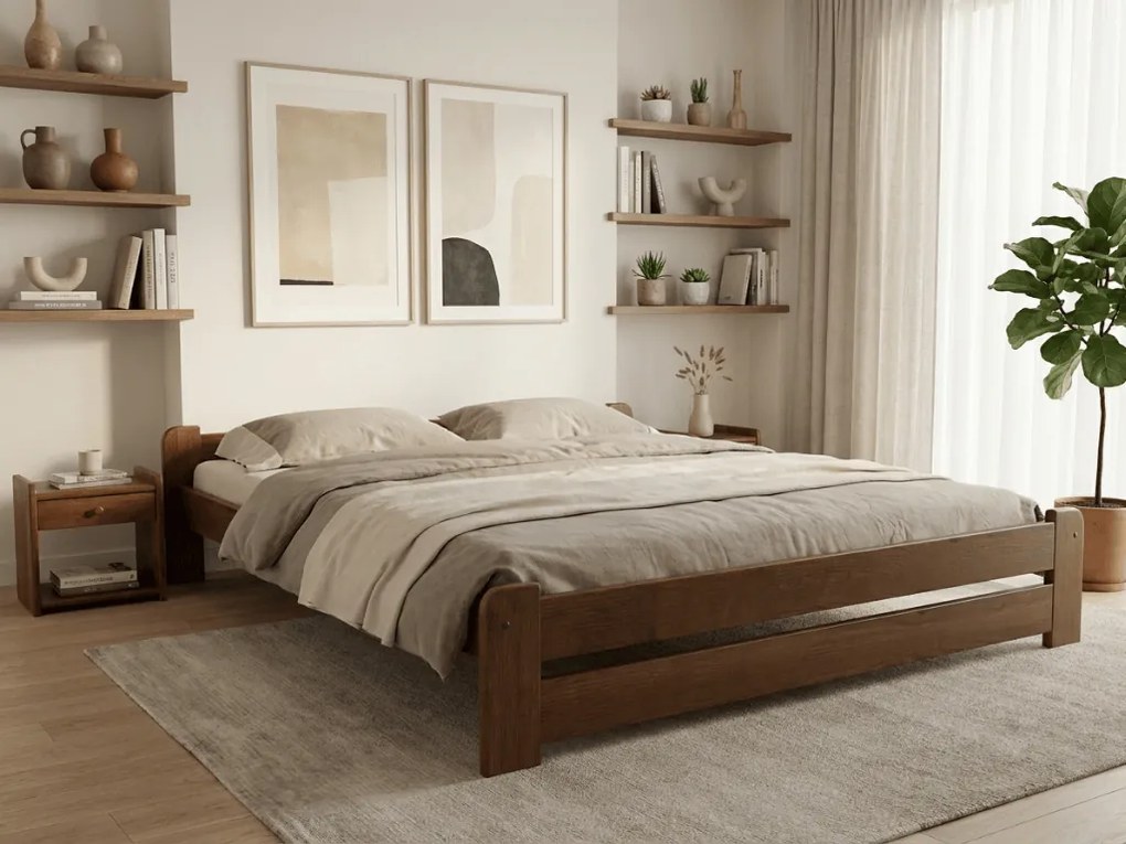 Łóżko Emily 140 x 200 cm, dąb Stelaż: Ze stelażem listwowym rolowanym, Materac: Materac Deluxe 10 cm