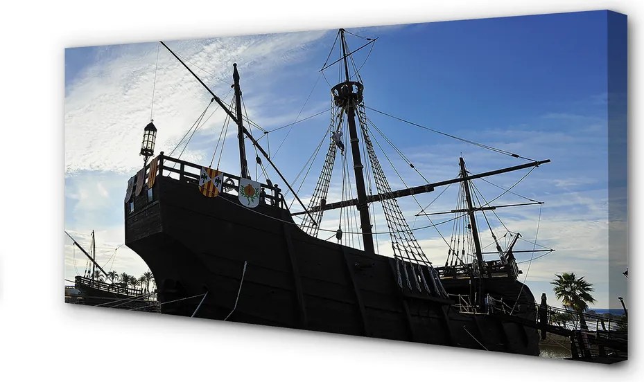 Duży obraz na płótnie Sylwetka Statku pod Niebem