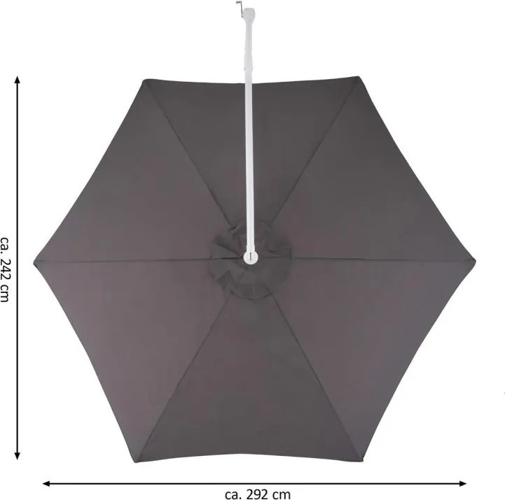 Wiszący parasol z rączką - ok. 3 m, antracyt