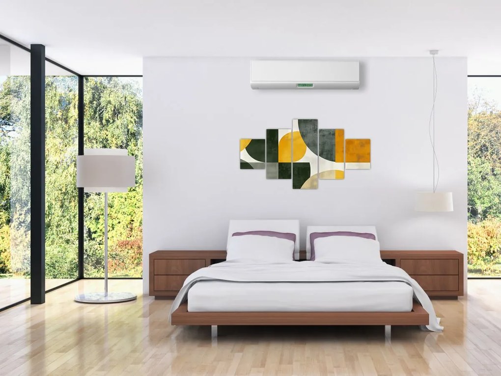 Obraz - Abstrakcja w oliwkowym kolorze (125x70 cm)