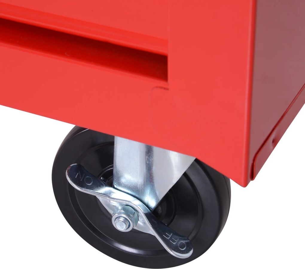DURHAND Wózek Narzędziowy, 2 Małe & 5 Dużych Szuflad, Stal, Do 150 kg, 69 x 33 x 75 cm, Czerwony