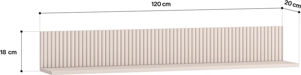 Półka ścienna 120 cm Dunea 10, kaszmir
