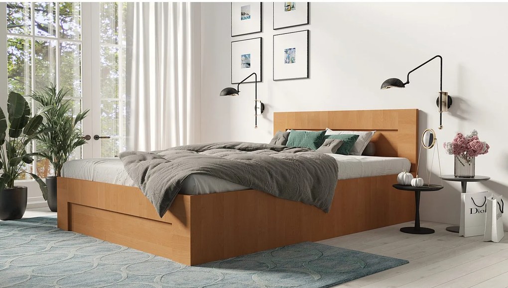 Łóżko 160cm x 200cm Otwierane z boku | OLCHA | Pojemnik + Stelaż