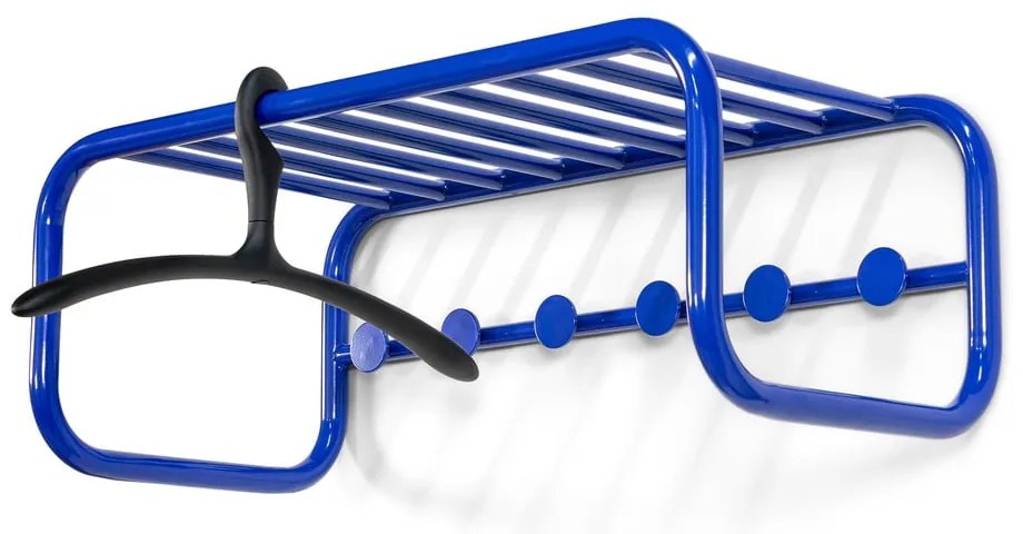 Niebieski metalowy wieszak ścienny z półką 72 cm Retro – Spinder Design