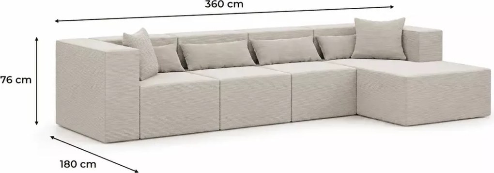 Nowoczesny narożnik modułowy sztruksowy Terospito L Max duży do salonu