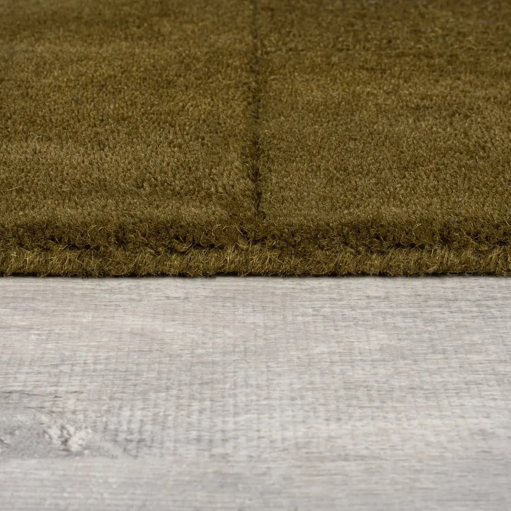 Wełniany dywan tkany ręcznie w kolorze khaki 160x230 cm Checkerboard – Flair Rugs