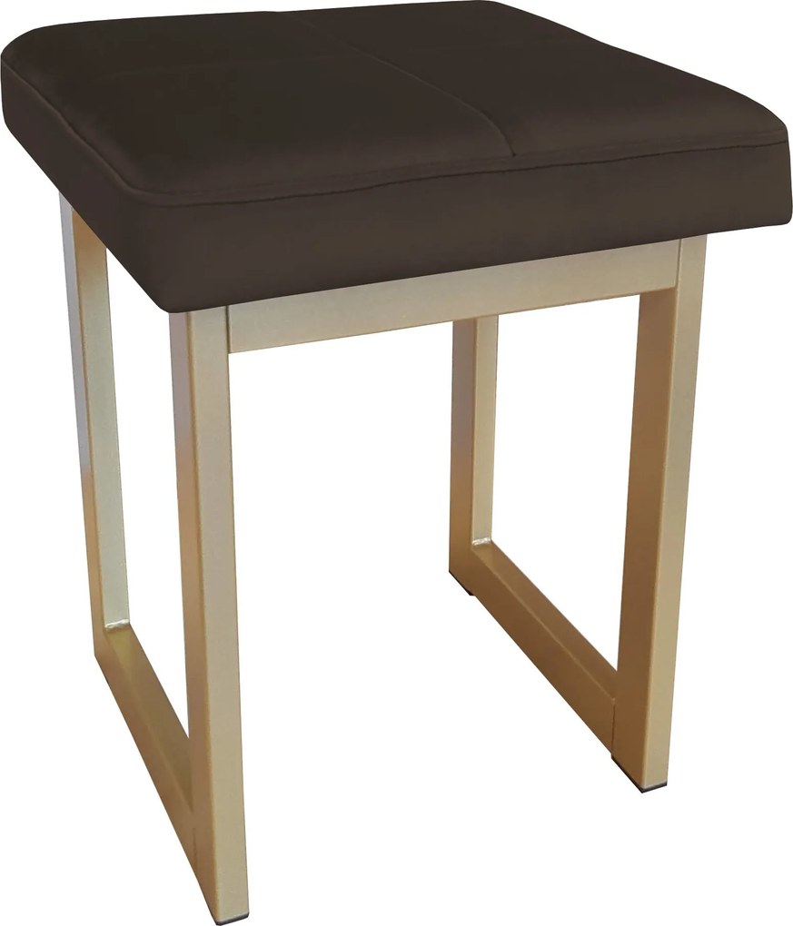 Taboret SOLID tkanina Welur stelaż metalowy STOŁEK LOFT : Kolor Stelaża - Złoty, Kolor tkaniny - VELVET - MG05, Typ tkaniny - Velvet, Wysokość - 45 cm