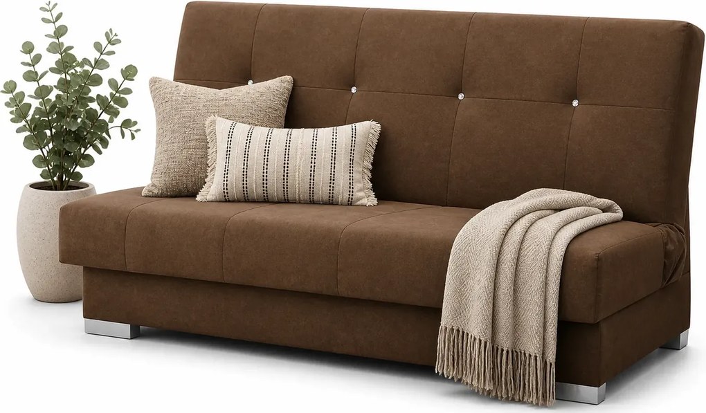 Jasnobrązowa rozkładana kanapa tapicerowana R1-F42