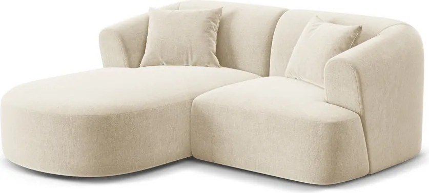 Beżowy aksamitny narożnik (lewostronny/z szezlongiem) Campi – Cosmopolitan Design