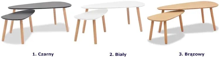 Komplet 2 owalnych stolików z białym blatem - Aaron