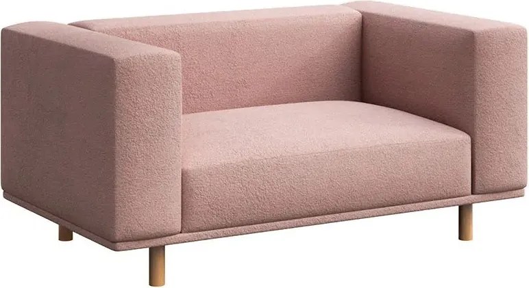 Różowy fotel z materiału bouclé Kukumo – Ame Yens