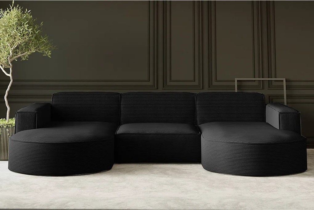 Narożnik Parma Studio U, do salonu, tkanina Poso, czarny (135)