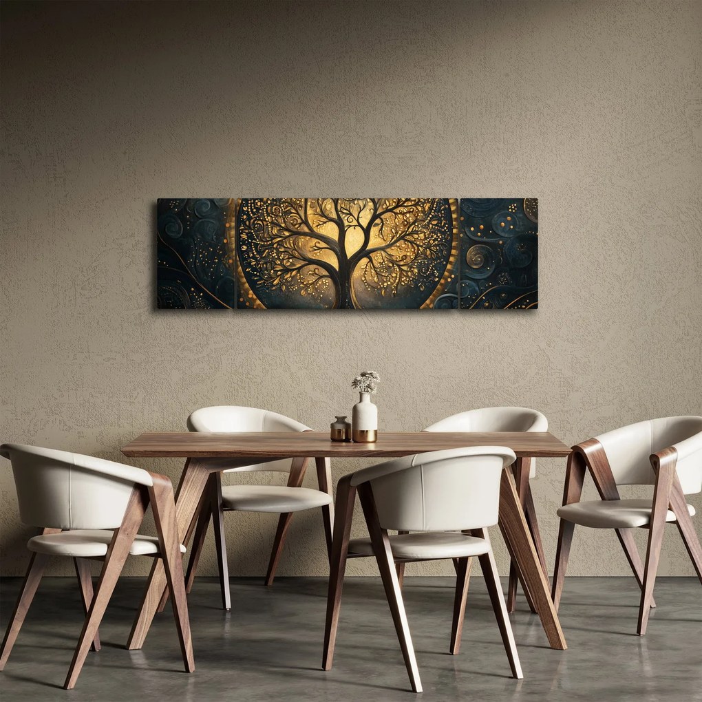 Obraz – Drzewo ze złotą aurą (170x50 cm)