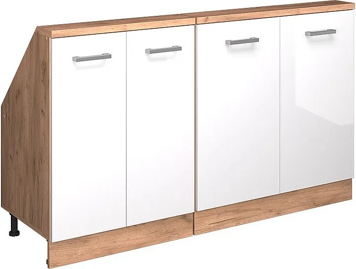 Szafka kuchenna na dach skośny biały wysoki połysk 140x46x81.6 r-line