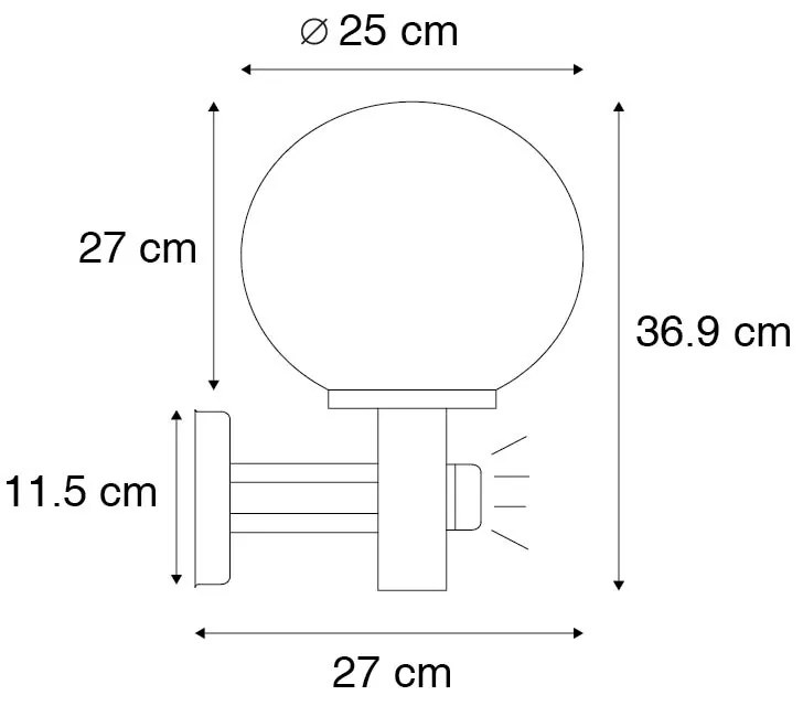 Zewnetrzna Lampa ścienna zewnętrzna stal nierdzewna IP44 z czujnikiem ruchu - Sfera Nowoczesny Oswietlenie zewnetrzne
