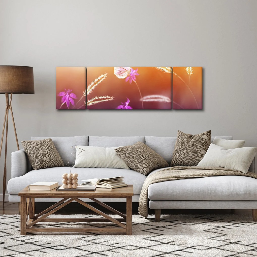 Obraz - Różowy motyl (170x50 cm)