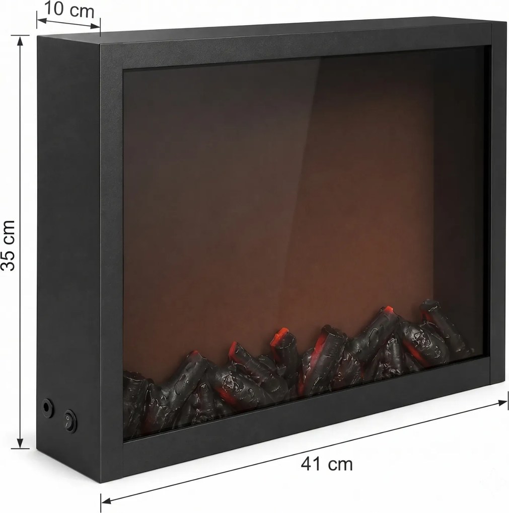 Kominek dekoracyjny LED, metalowy, 10 x 41 x 35 cm