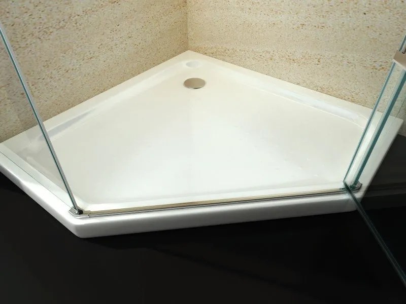 Brodzik pięciokątny z akrylu sanitarnego80 x 80 cm - w tym zestaw odpływowy