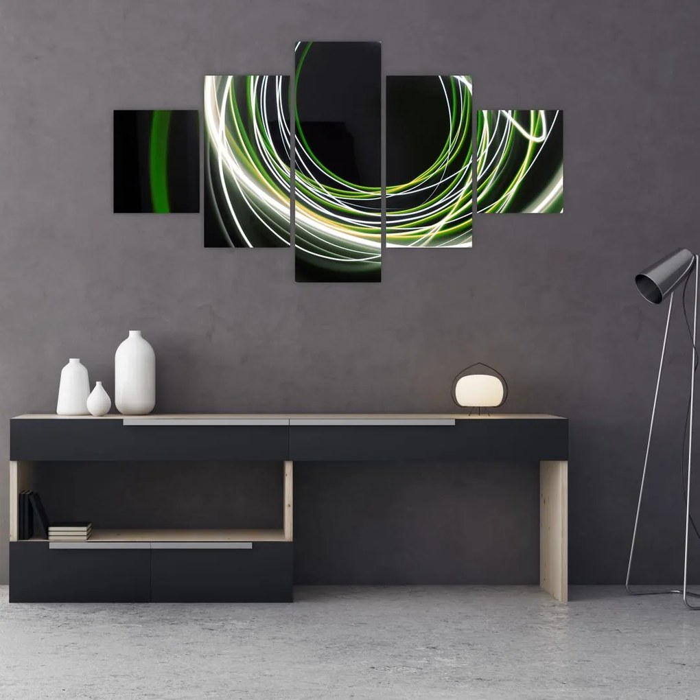 Obraz zielonych kresek (125x70 cm)