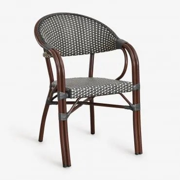 Krzesło Do Jadalni Brielle Bistro Stackable Aluminum Z Podłokietnikami Grafitowa Szarość - Gardenia Biel - Sklum