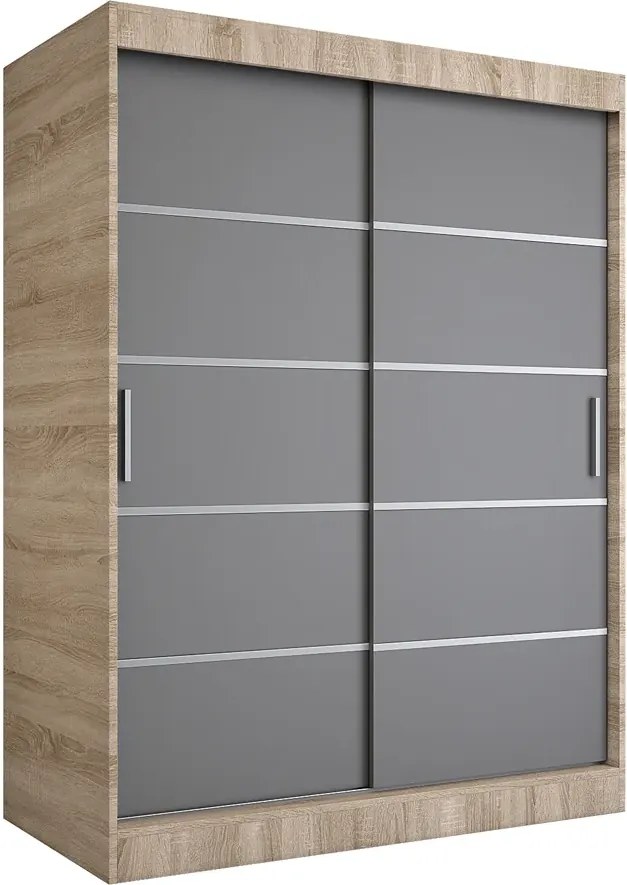 Szafa przesuwna dąb sonoma + antracyt 150 cm L2-D16