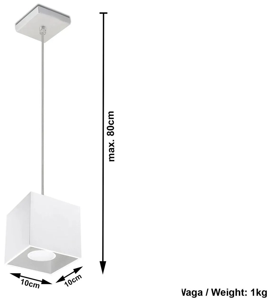 Minimalistyczna lampa wisząca kostka E816-Quas - biały