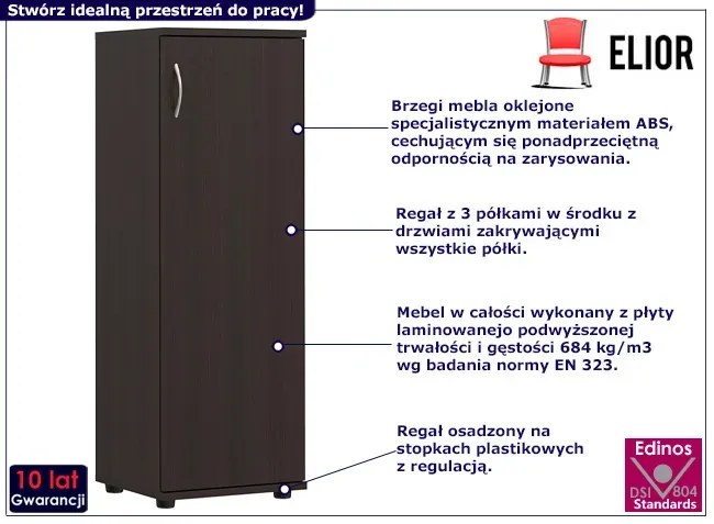 Klasyczny Regał Biurowy Z Drzwiczkami Wenge R9-H86