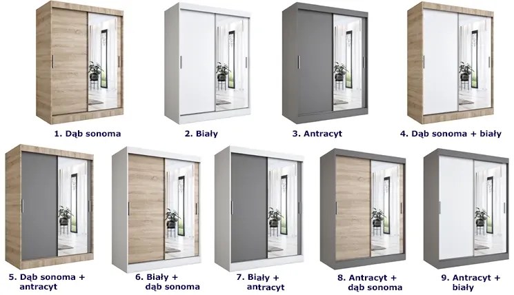 Szafa przesuwna dąb sonoma + biały 150 cm - Massi 4X