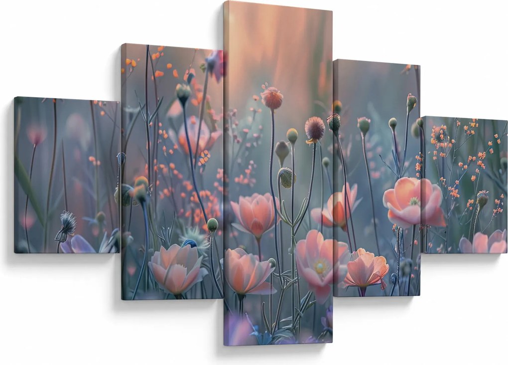Obraz - Kwiaty w pastelowych kolorach (125x70 cm)