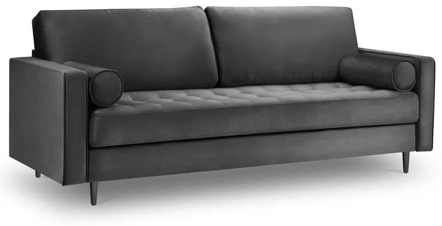Ciemnoszara aksamitna sofa Milo Casa Santo, 219 cm