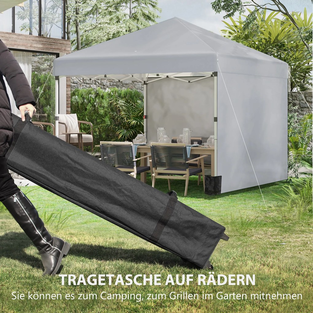 Outsunny Pawilon składany, dwie boczne ściany, torba transportowa, rama stalowa, jasnoszary, 3 x 3 x 2,7 m